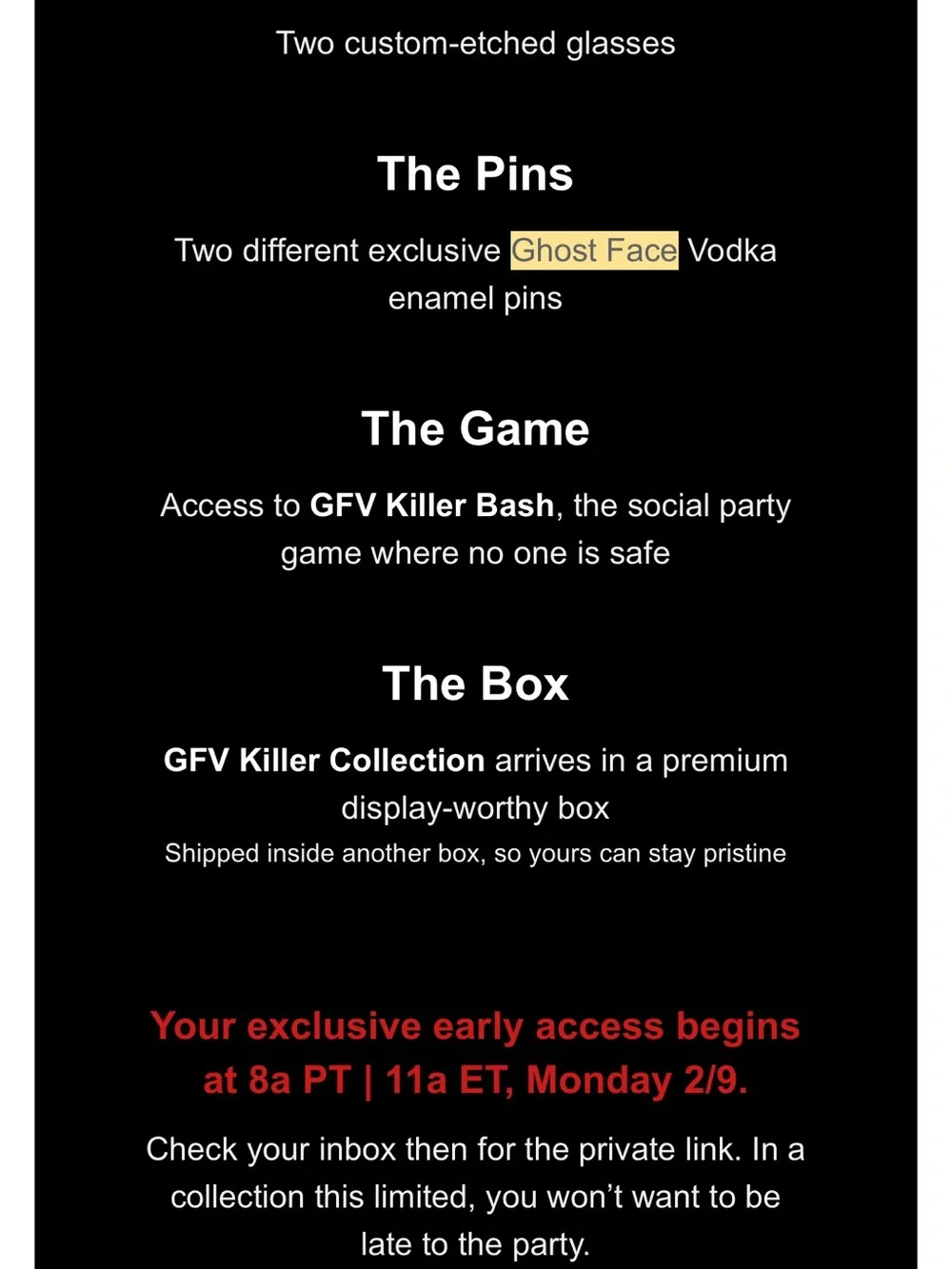 Signed Ghost Face Vodka Killer Collection Gift Set - Black & Red